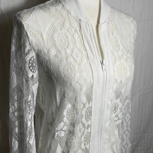 NWT Zippered Lace Top by Suzanne Betro.